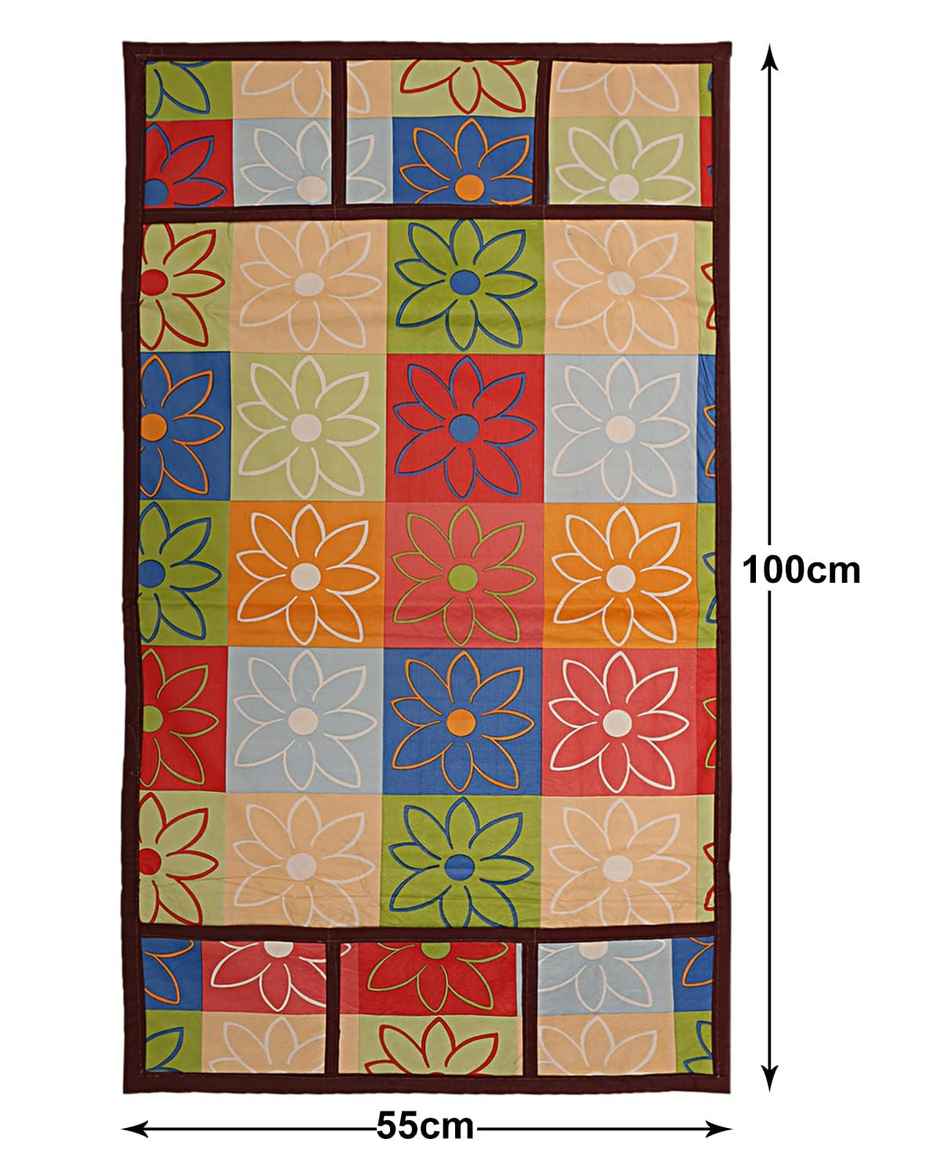 Kuber Industries Multi Floral Print 6 Utility Pockets Fridge Cover With Side Pockets (Multi)