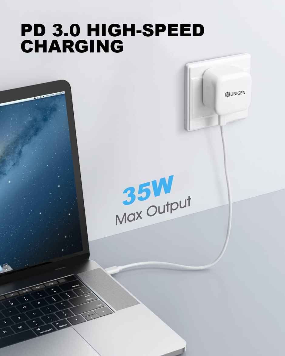 Unigen 35W Dual Usb-C Port Compact Power Adapter Pd 3.0 Usb Type C Plug Fast Wall Charger Block