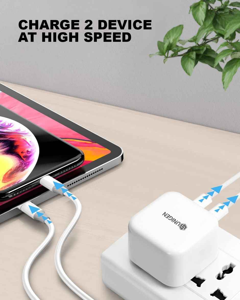 Unigen 35W Dual Usb-C Port Compact Power Adapter Pd 3.0 Usb Type C Plug Fast Wall Charger Block