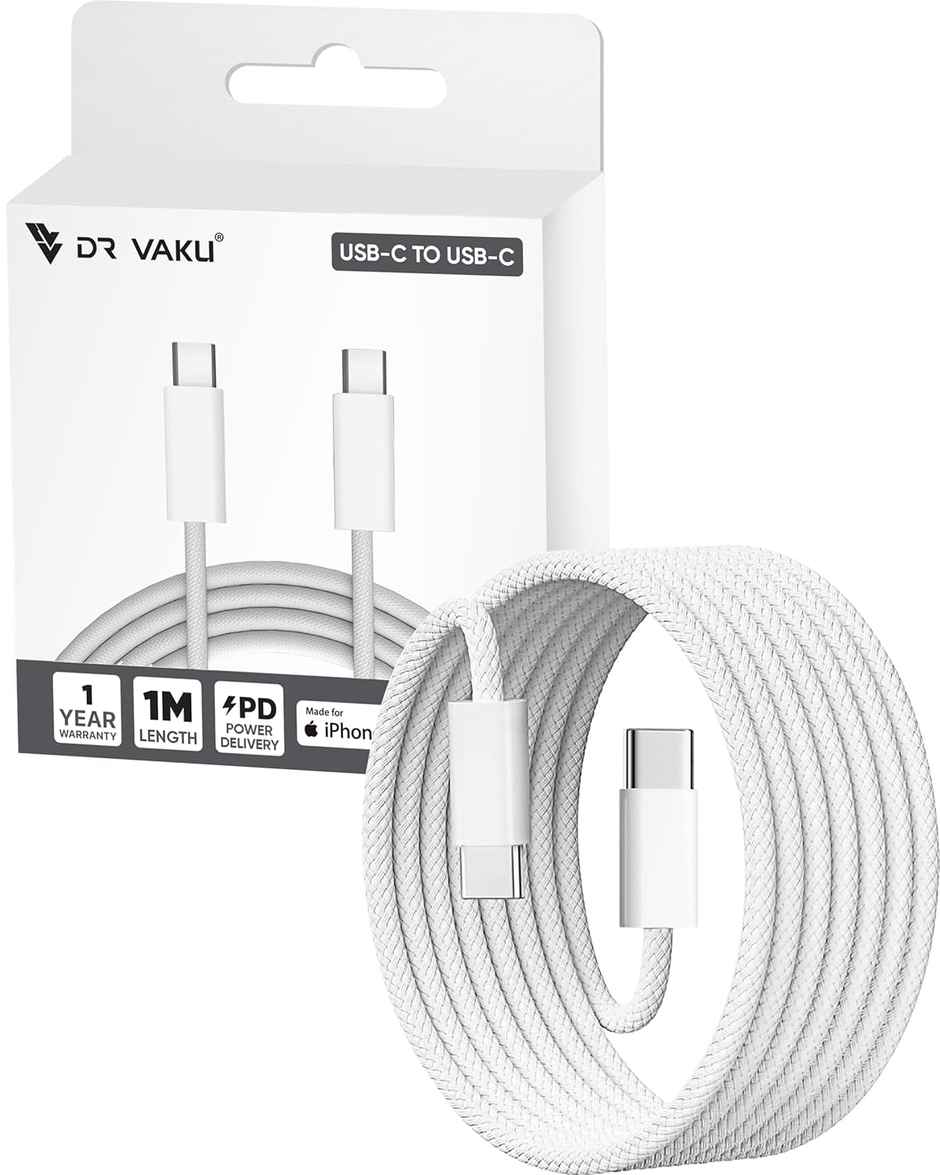 Dr Vaku Type C to Type C Cable for iPhone, Samsung Galaxy and Other Devices | 1 m Length