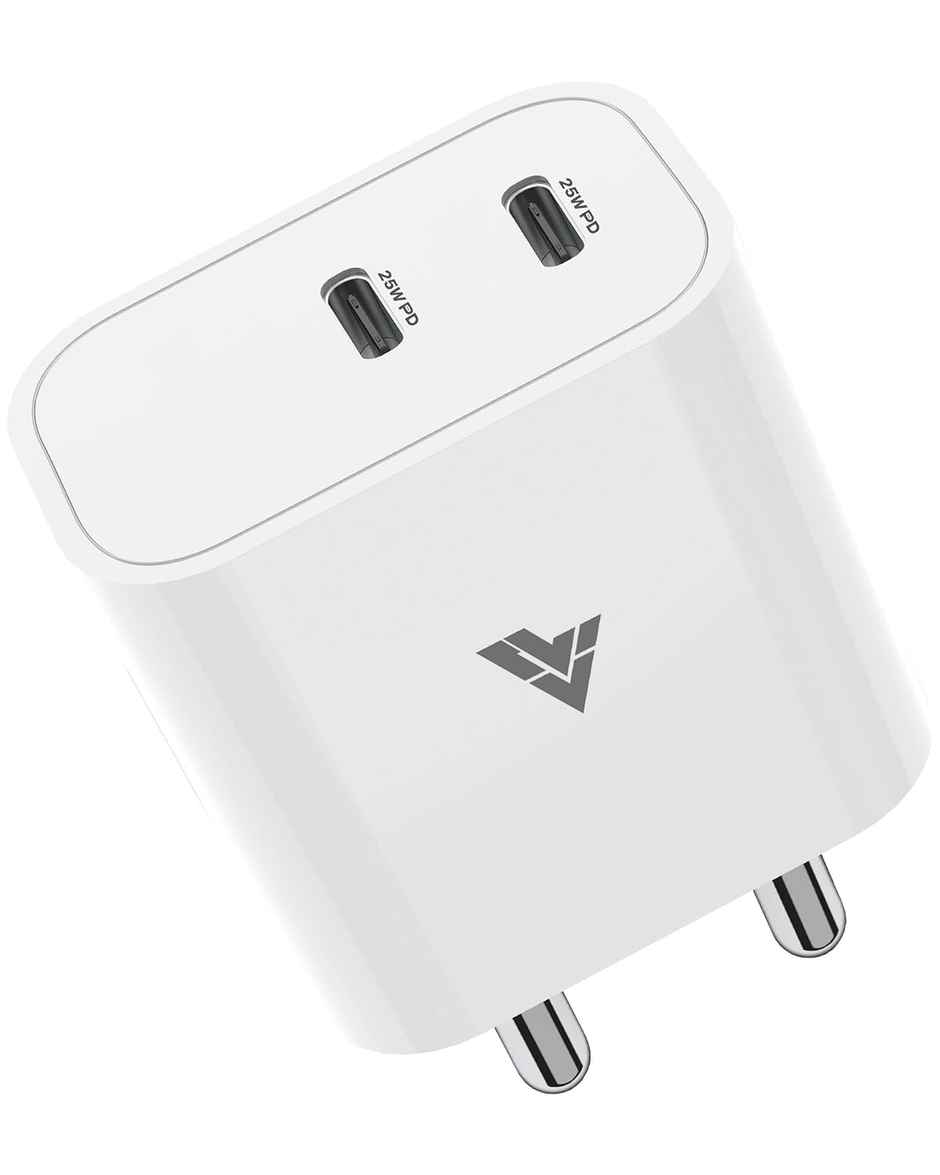PD Dual Port Fast Charger Adapter | 25 W | Type-C | White