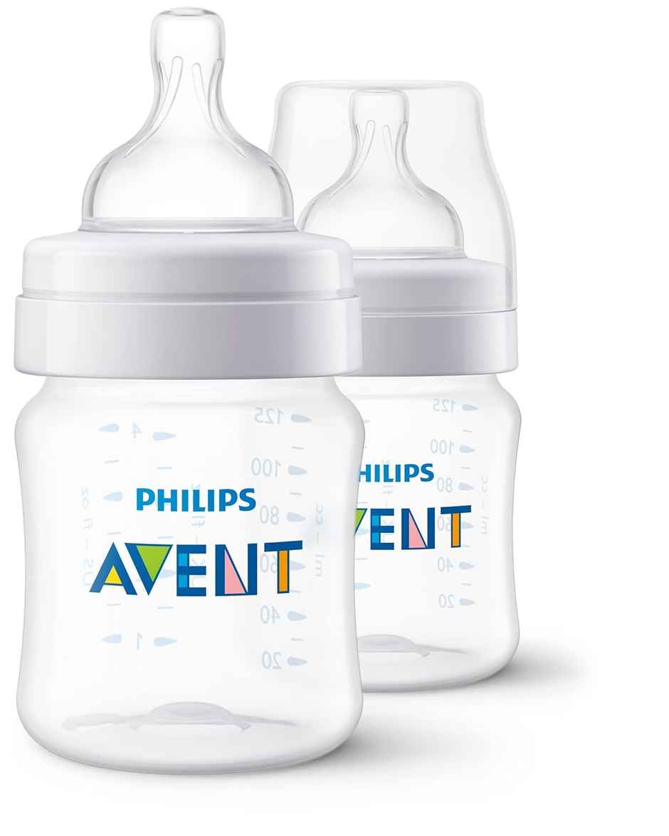 Philips Avent Anti-Colic Baby Feeding Bottles By Fratelli, 125Ml - Pack Of 2, Scy100/20