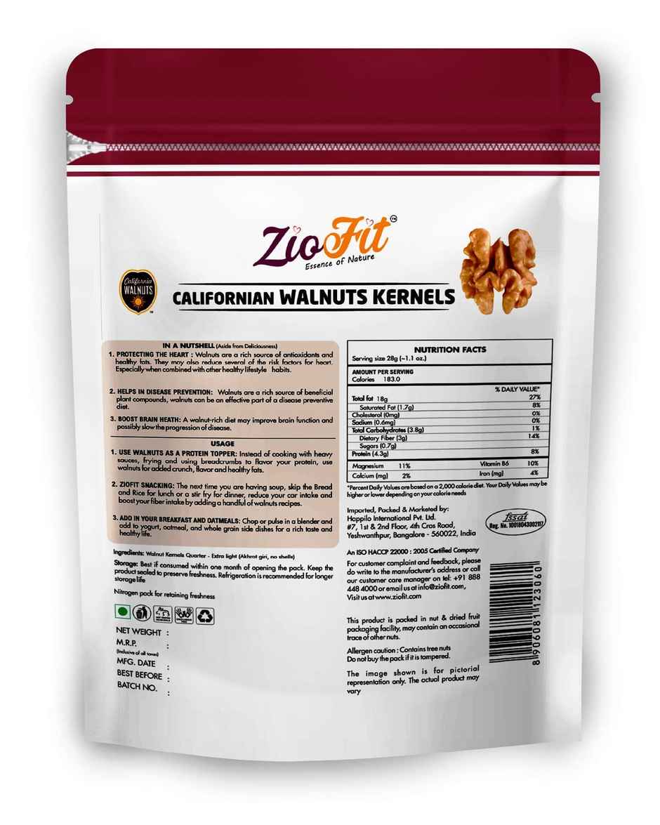 Ziofit Walnut Kernels Extra Light Quarter