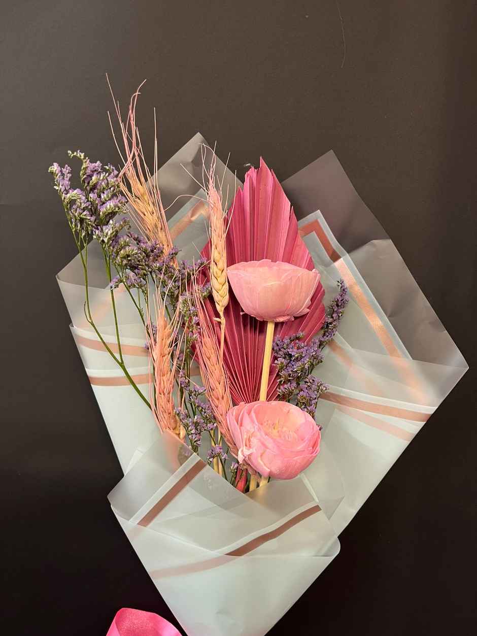 Pink Whisper Love Dried Flower Bouquet | Ideal for Gifting | Farmerr