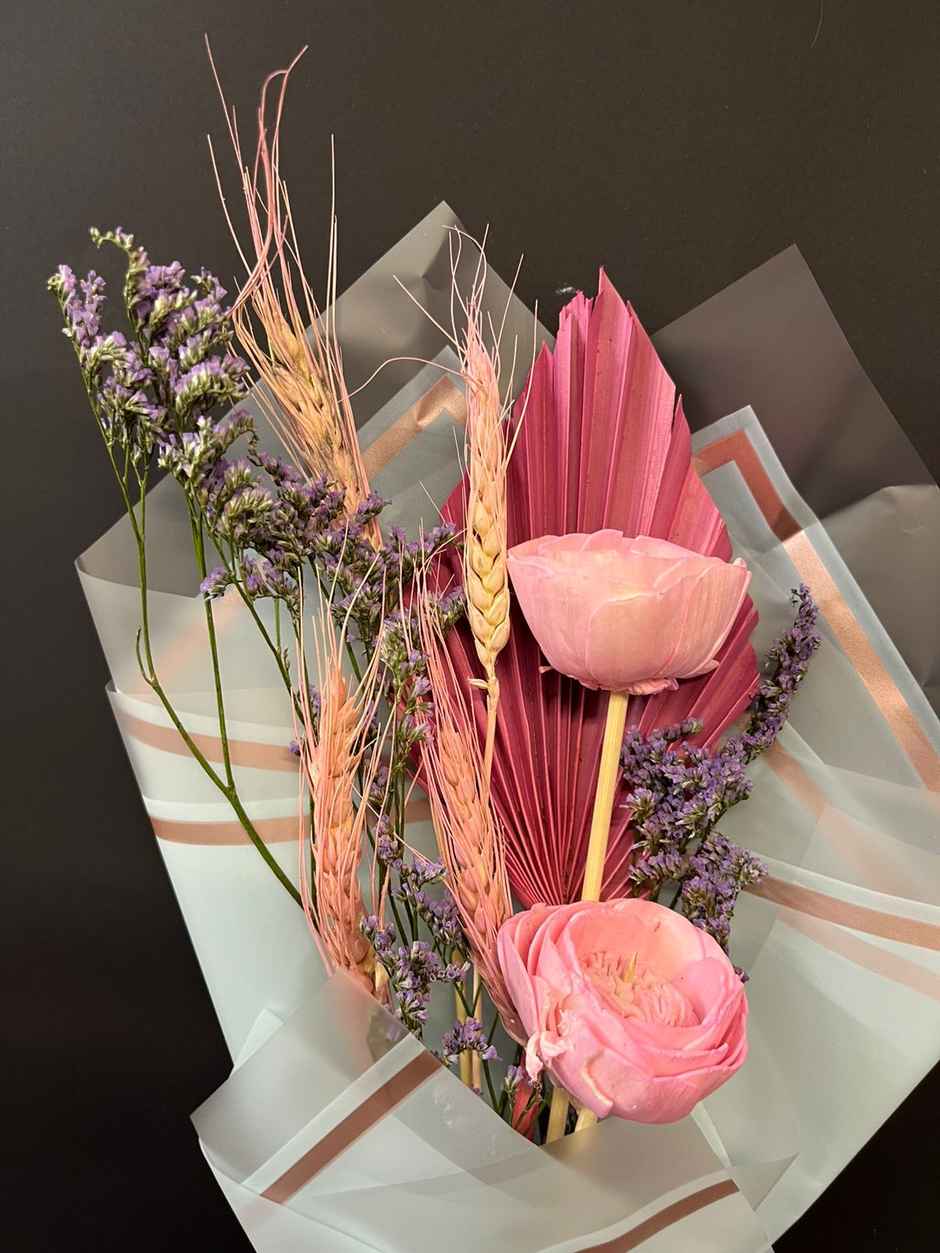 Pink Whisper Love Dried Flower Bouquet | Ideal for Gifting | Farmerr