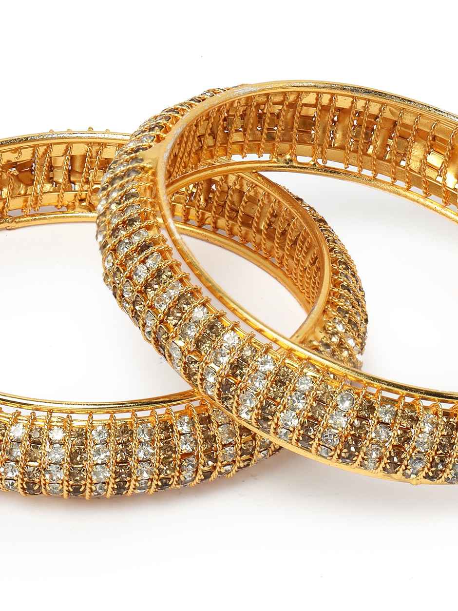 Sukkhi Gold Tone Plated White Broad Bracelet Bangle Set Jewellery for Women - 2.6