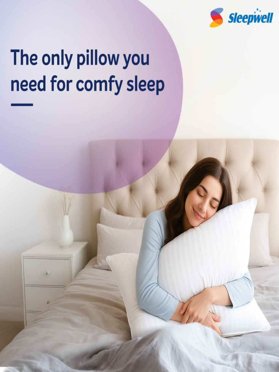 Sleepwell Huggs Classic Microfibre Pillow | Polyester Cover |  27 X 17 Inches | White