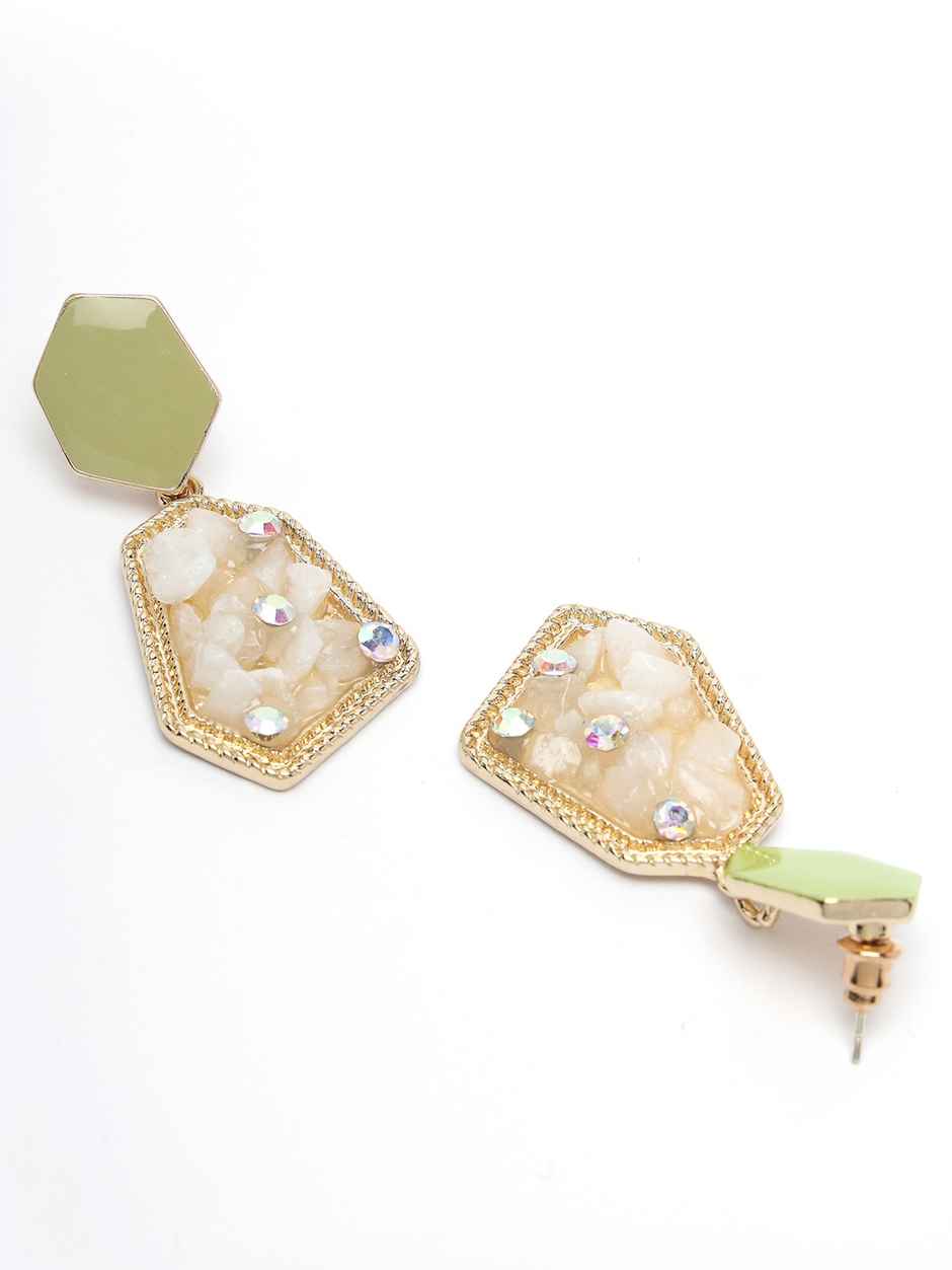 Scintillare By Sukkhi Attractive Gold Plated Grey & Crystals Stones Contemporary Dangler Earring