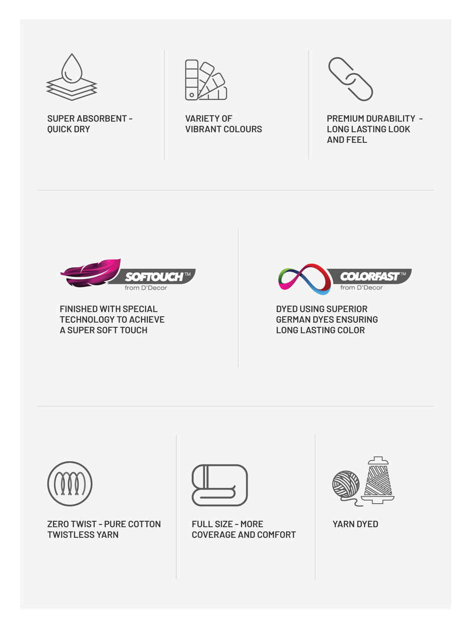 D'Decor Zero Twist Premium Cotton Hand Towel | High Absorbency | Sunshine Rose Multi