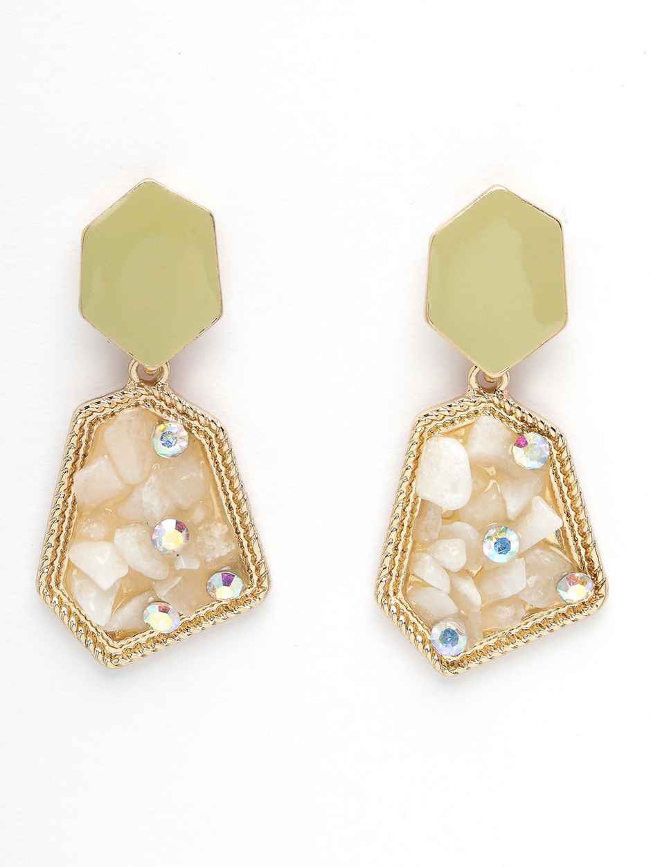 Scintillare By Sukkhi Attractive Gold Plated Grey & Crystals Stones Contemporary Dangler Earring