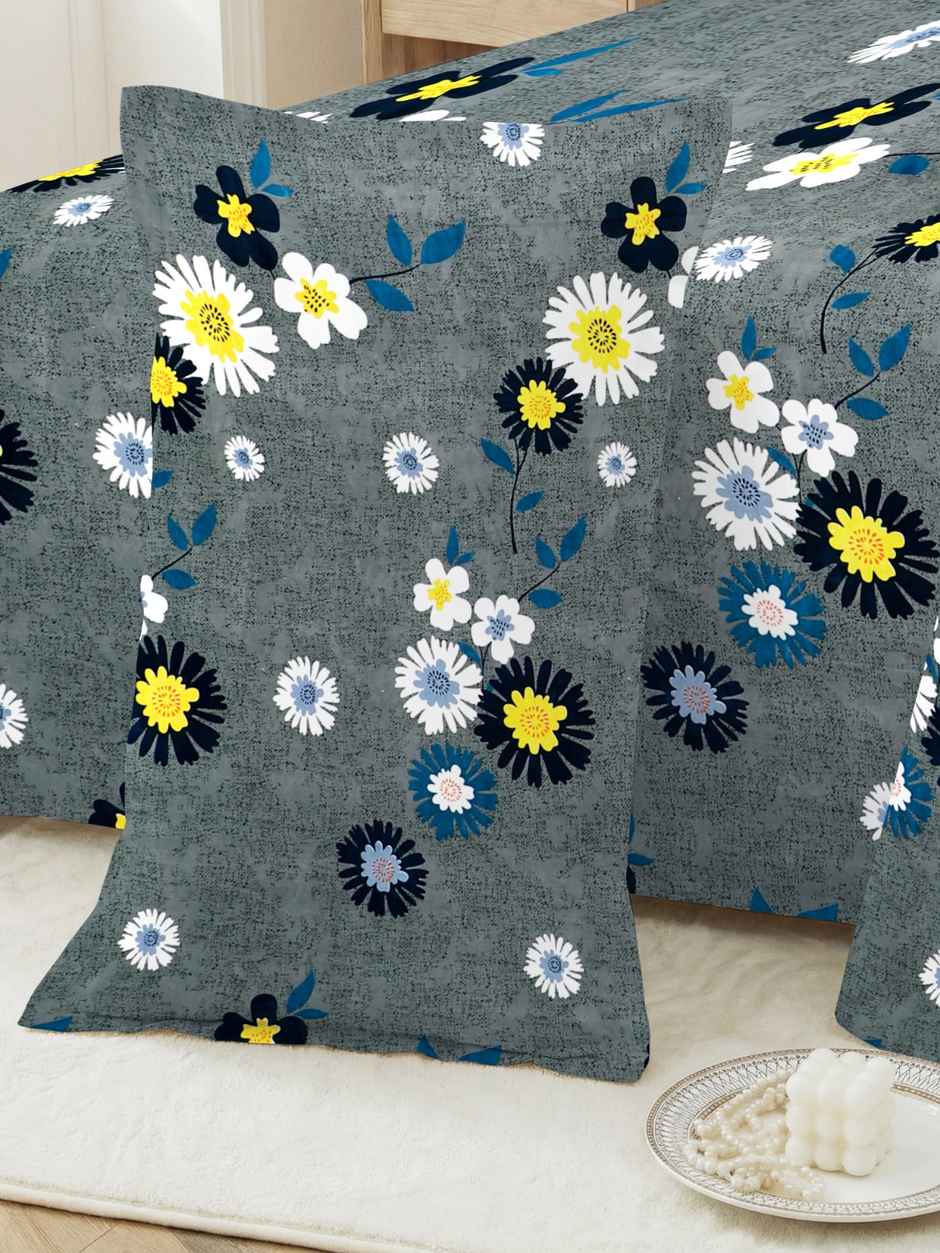 Dream Living Double Bedsheet Set | Grey - 210 x 220 cm