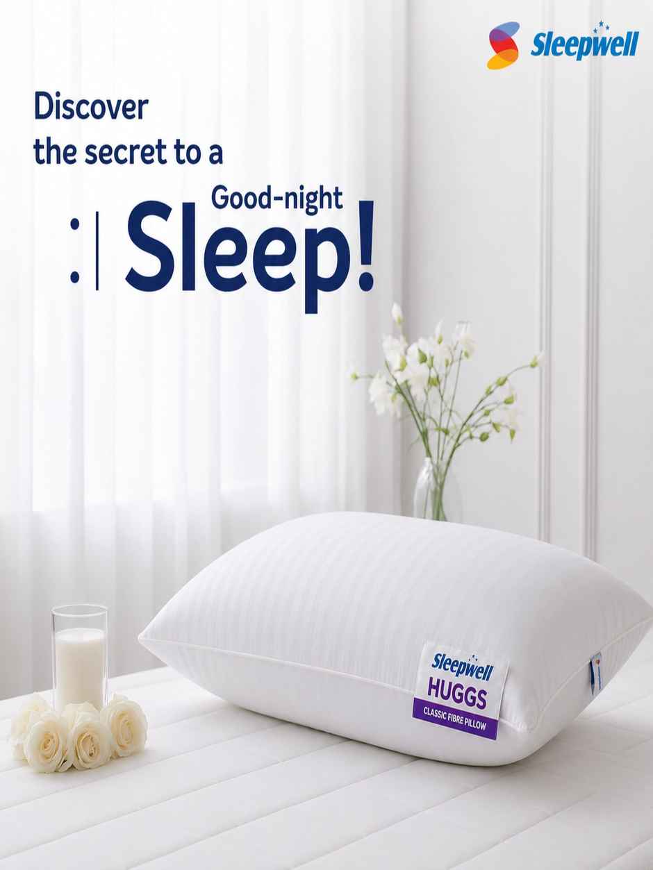 Sleepwell Huggs Classic Microfibre Pillow | Polyester Cover |  27 X 17 Inches | White