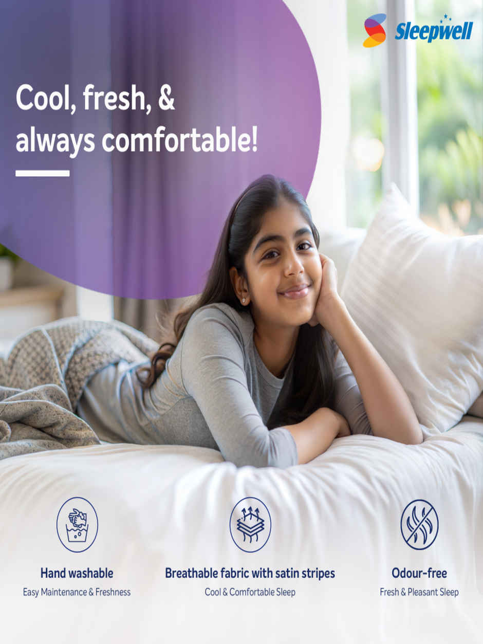 Sleepwell Huggs Classic Microfibre Pillow | Polyester Cover |  27 X 17 Inches | White