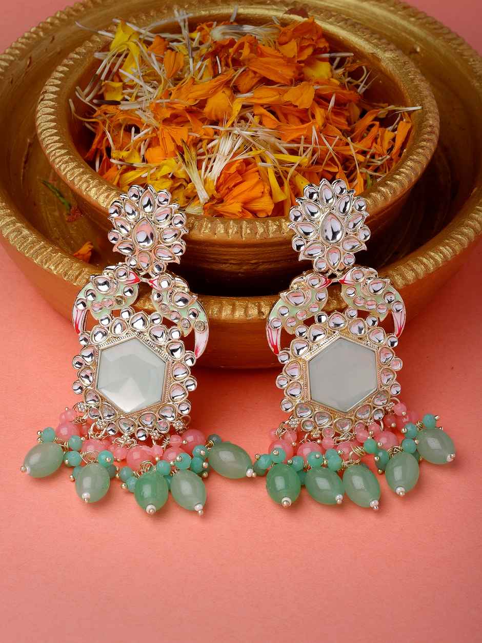 Studio Sukkhi Beautiful Gold Plated Kundan & Meenakari Multicolor Dangle Earring for Women