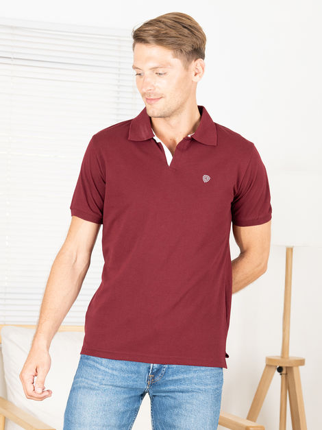 Lux Cozi Men's Cotton Polo T-Shirt, Meroon, L