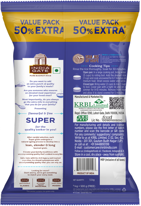 India Gate Flavourful and Fine Super Basmati Rice | Perfectly Aged Rice