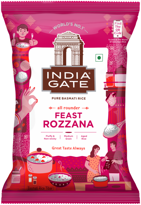 India Gate All Rounder Feast Rozzana Basmati Rice | Aged Rice | Fluffy and Non-Sticky