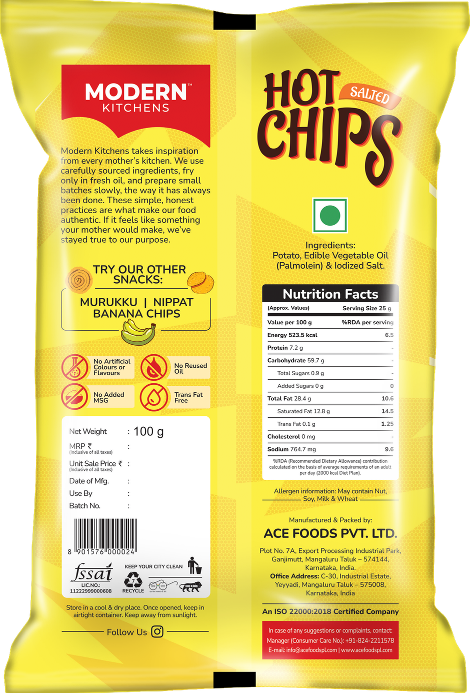 Modern Kitchen Hot Chips Salted | Crispy & Salty