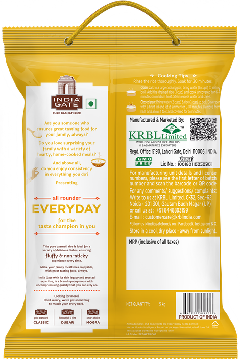 India Gate All Rounder Everyday Basmati Rice | Aged Rice | Fluffy and Non-Sticky