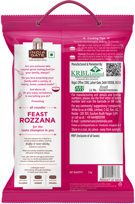 India Gate All Rounder Feast Rozzana Basmati Rice | Aged Rice | Fluffy and Non-Sticky