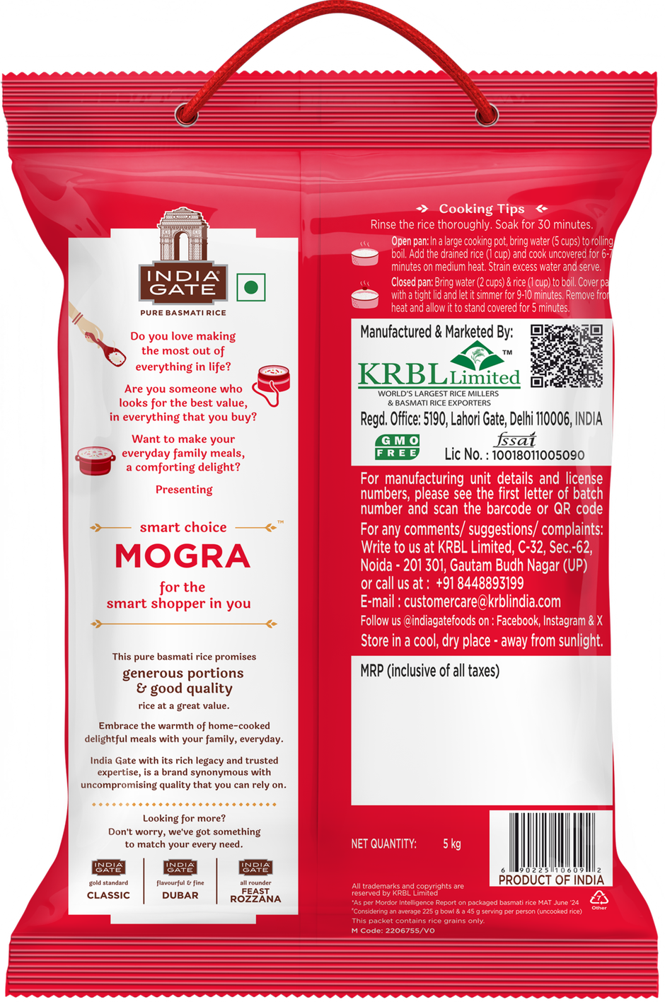 India Gate 1 Cup Serves 5 Mogra Basmati Rice | Aged Rice | Smart Choice