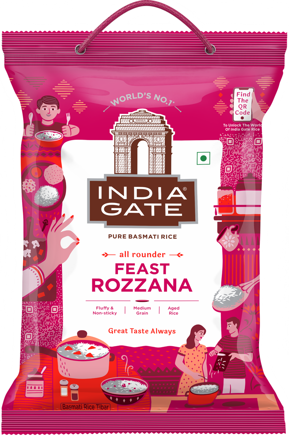 India Gate All Rounder Feast Rozzana Basmati Rice | Aged Rice | Fluffy and Non-Sticky