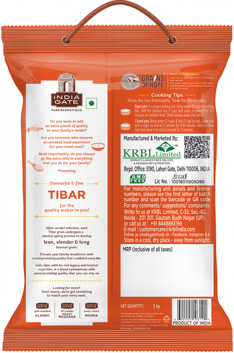 India Gate Flavourful & Fine Tibar Pure Basmati Rice