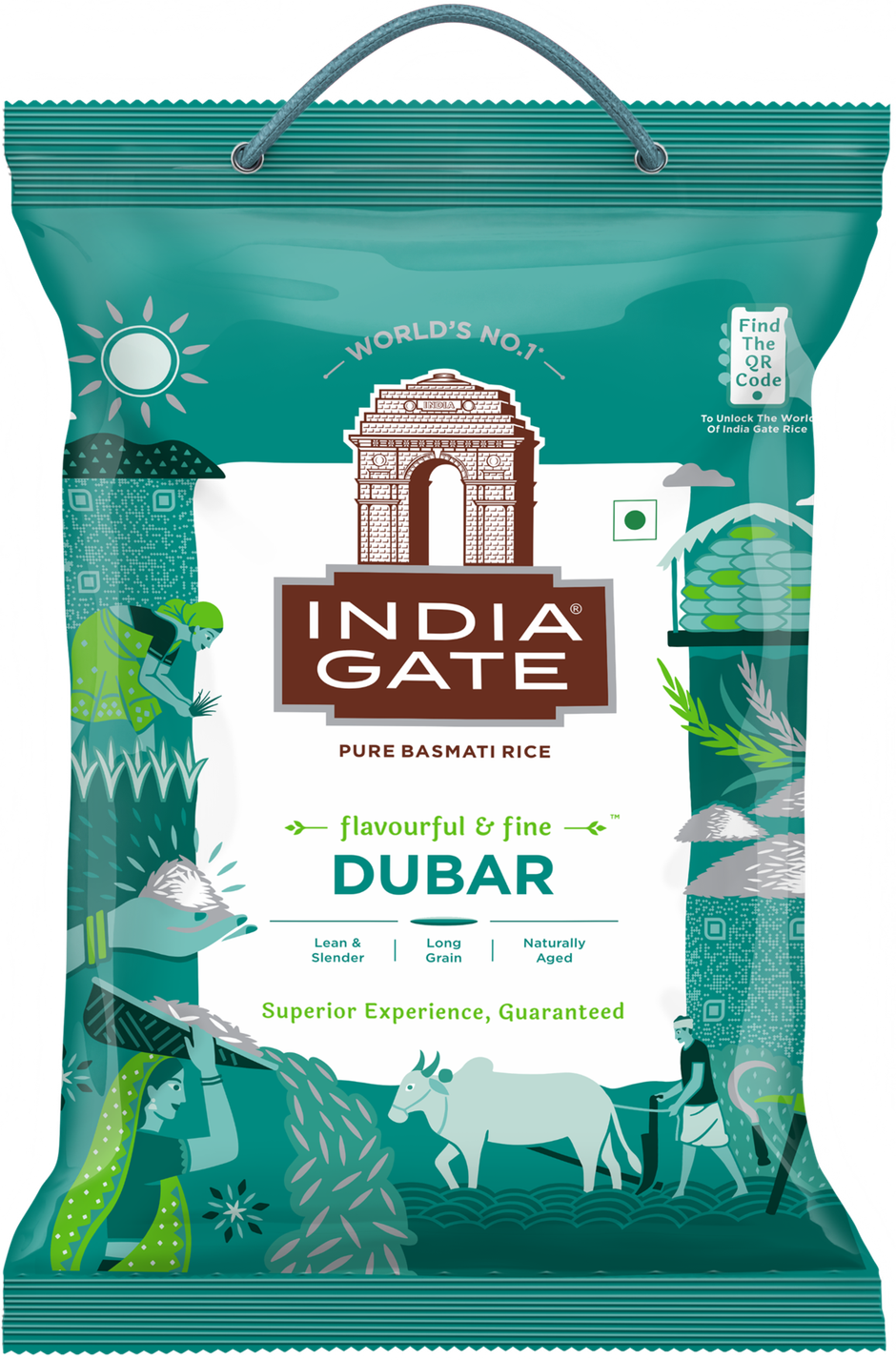 India Gate Flavourful and Fine Dubar Basmati Rice | Long and Slender Grains | Naturally Aged