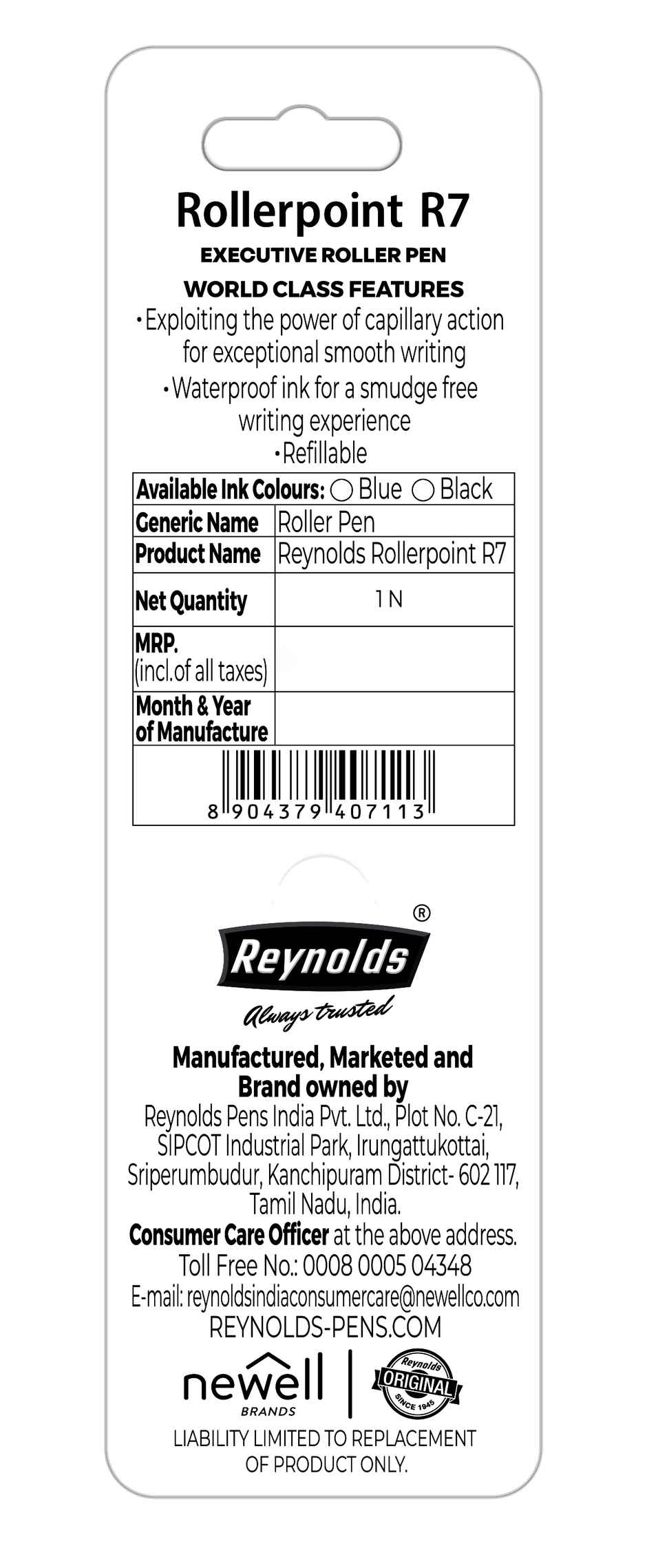 Reynolds R7 Roller Ball Pen For Professional (Blue Pen)