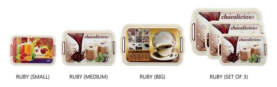 Soham Housewares Serving plastic Tray Set( Small, Medium, Large )