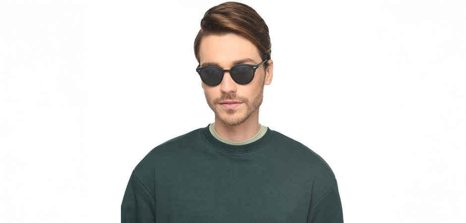 Vincent Chase By Lenskart Unisex Geometric Polycarbonate Round Sunglasses | Green and Black - L