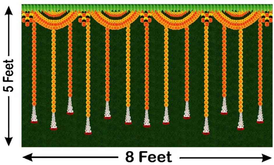 Festive Backdrop | 5 x 8 ft | Marigold Garland | Gullak