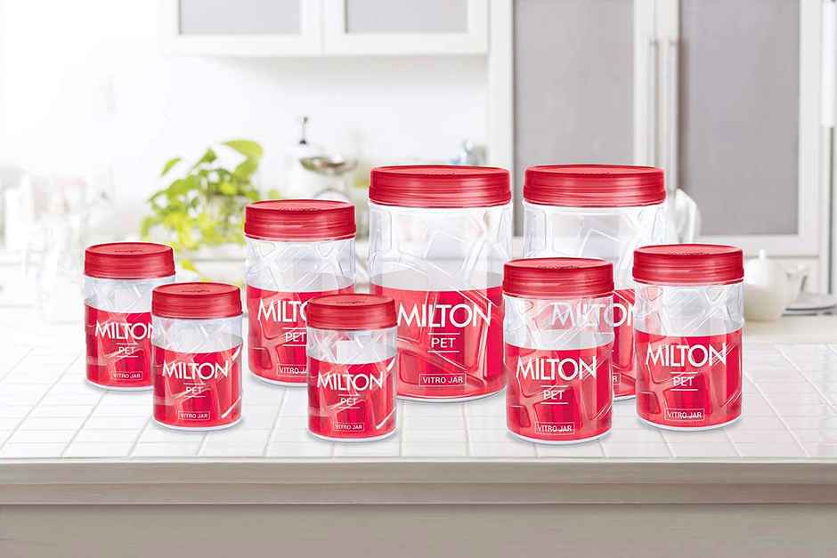 Milton Vitro Containers Kitchen Storage | 18 Pc | 6 x 230Ml | 6 x 600Ml | 6 X 1.18L |Red