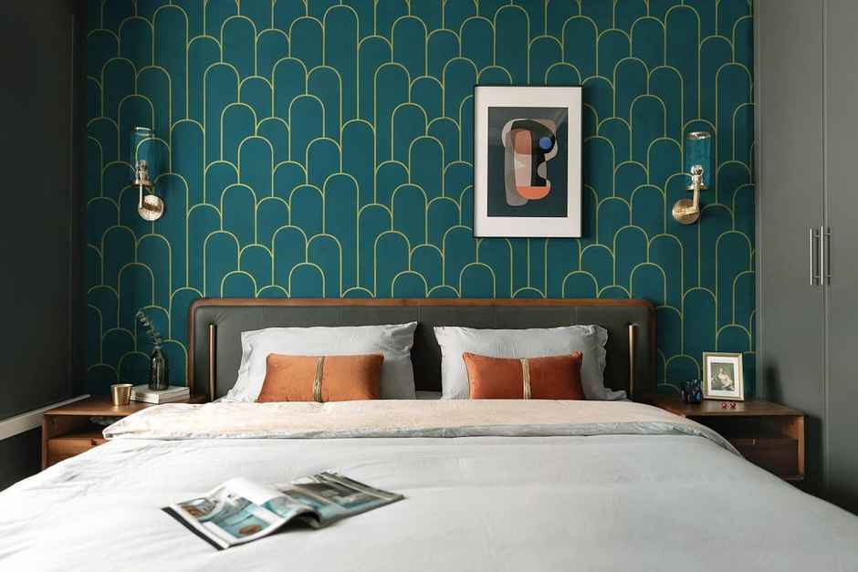 Wollzo Geometric Scallop Green Wallpaper Self Adhesive Peel and Stick Wall Decor 45 x 500 cm