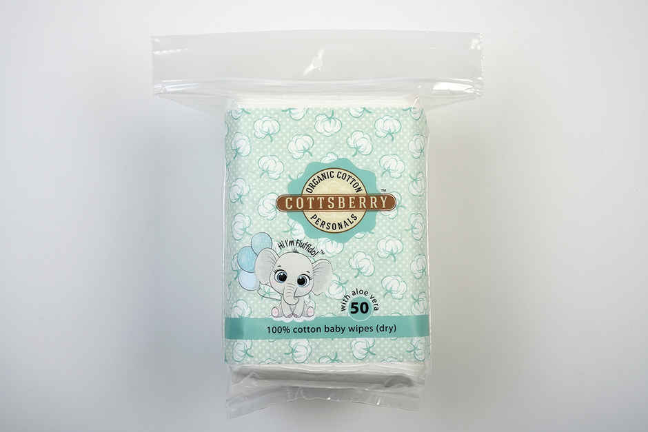 Cottsberry Organic Cotton Large Baby Wipes (Dry) with Aloevera 50's
