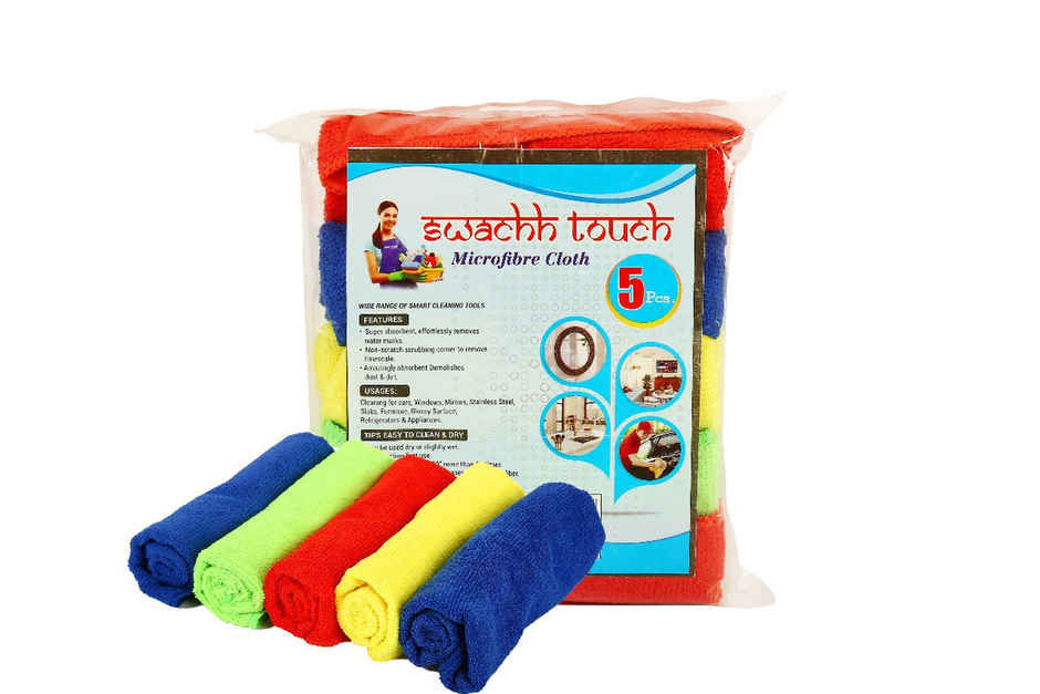 Swachh Touch Microfiber Cleaning Cloths | Multipurpose Use | 5 pcs - 40x40 cm - 340 GSM