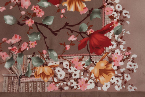 Fabseasons Women's Floral Cotton Scarf | Brown - Free Size