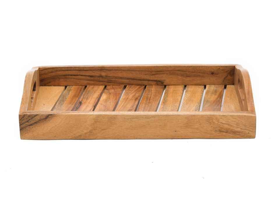 Sanjeev Kapoor by Oggn Wooden Ovel Taper Tray 12x8