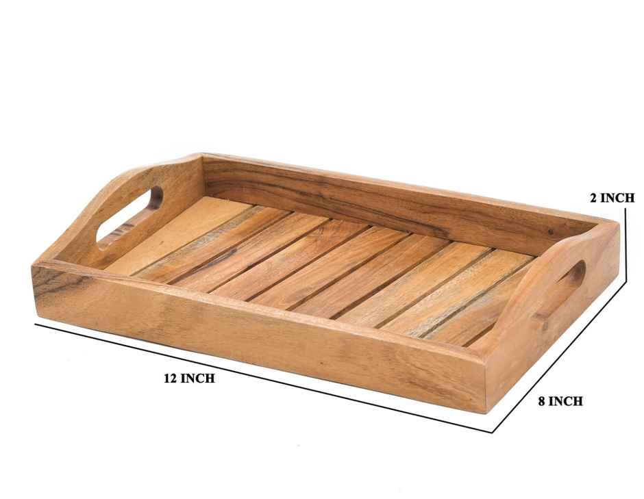 Sanjeev Kapoor by Oggn Wooden Ovel Taper Tray 12x8