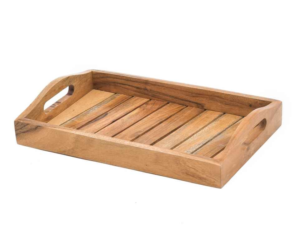 Sanjeev Kapoor by Oggn Wooden Ovel Taper Tray 12x8