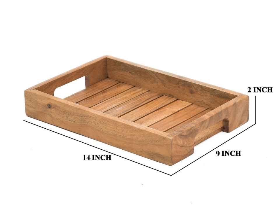 Sanjeev Kapoor by Oggn Wooden Jali Plain Tray 14x9