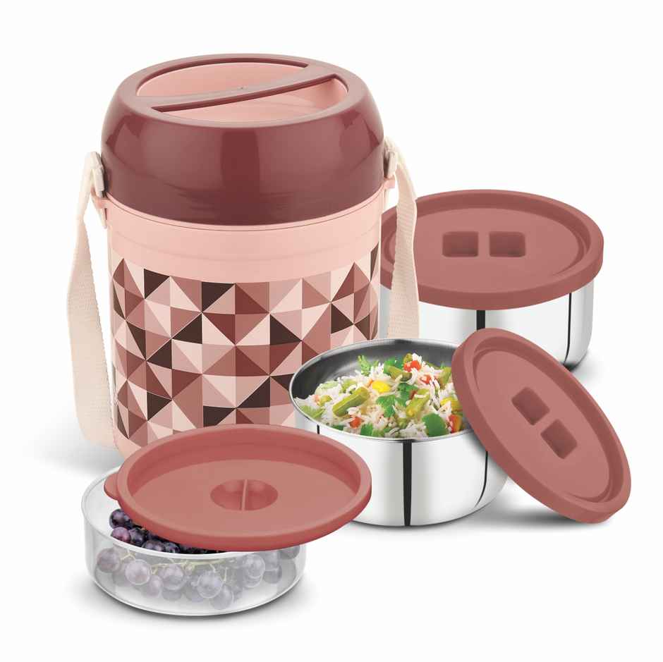 Asian Diet Meal Lunch Box With 3 Containers (Colour May Vary)