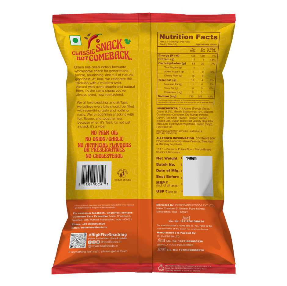 Taali Roasted Chana Masala, Flavoured Bhuna Chana with Skin