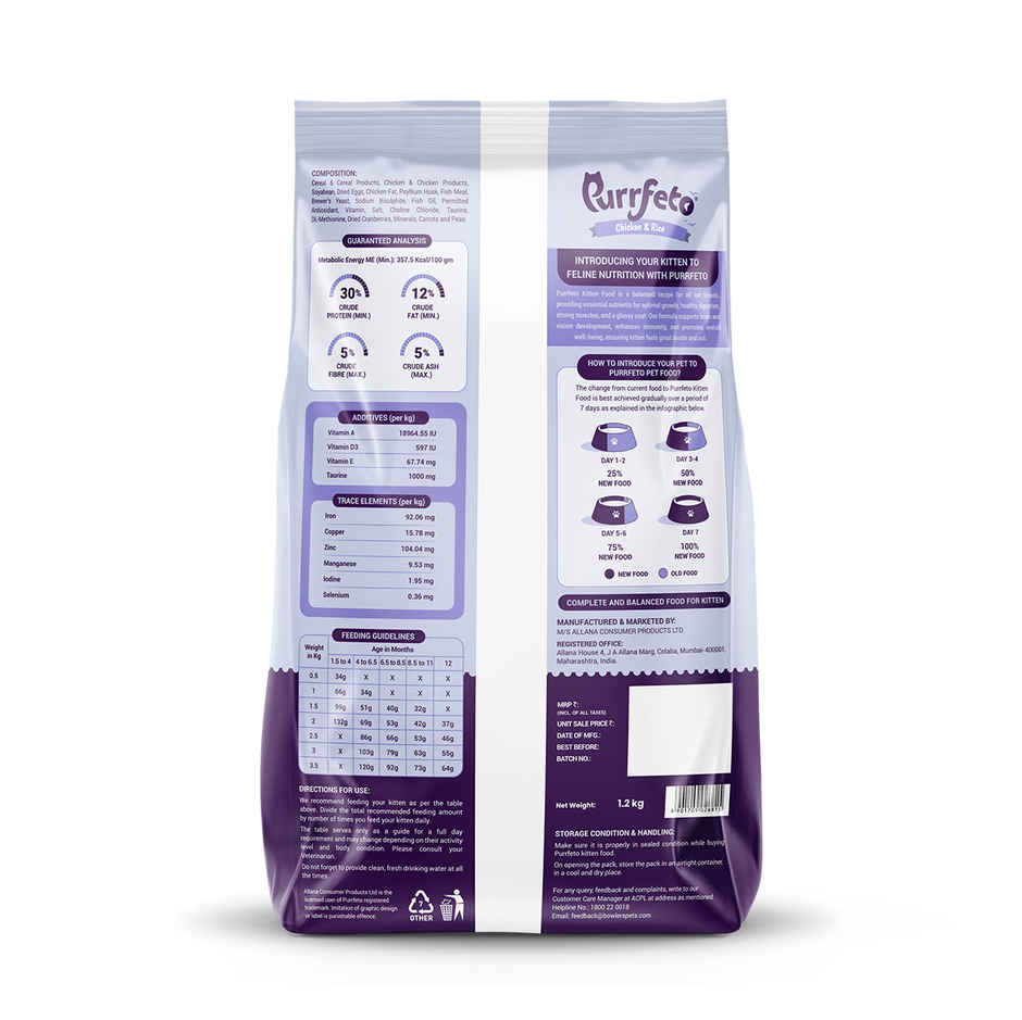 Purrfeto Dry Cat FOOD Chicken And Rice | Kitten FOOD