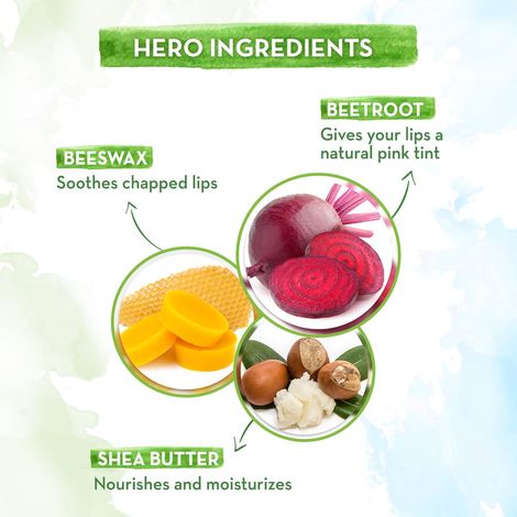 Mamaearth Beetroot Tinted 100% Natural Lip Balm With Beetroot & Beeswax 12 Hour Moisturization