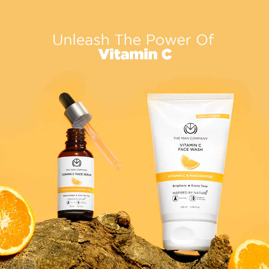 The Man Company Vitamin C Face Serum | With Hyaluronic acid| Evens skin tone & boosts collagen | For all skin types