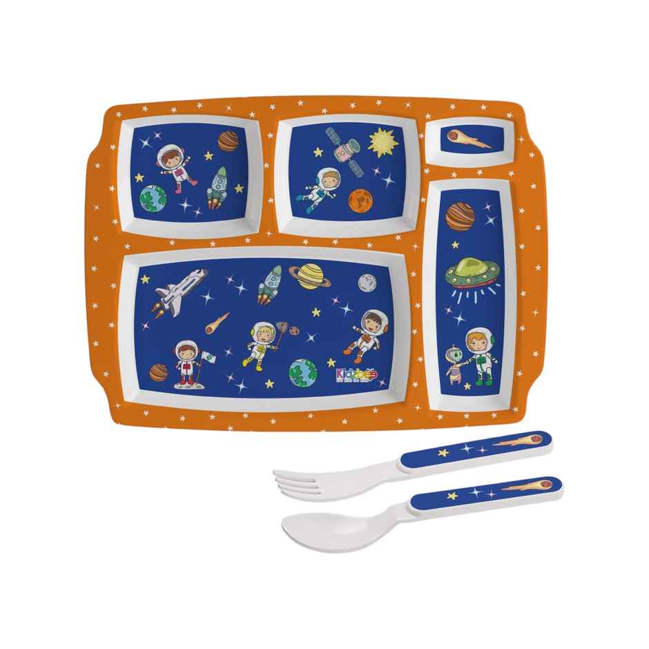 Cello Kidzbee Pentameal Cosmic Explorer Melamine Meal Set for Kids |Set of 3, Navy Blue