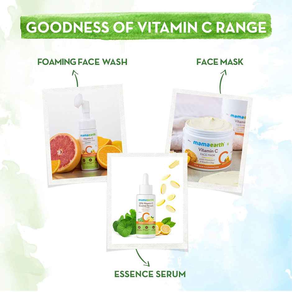 Mamaearth 10% Vitamin C Face Serum, Essence Serum With Vitamin C & Gotu Kola For Skin Illumination