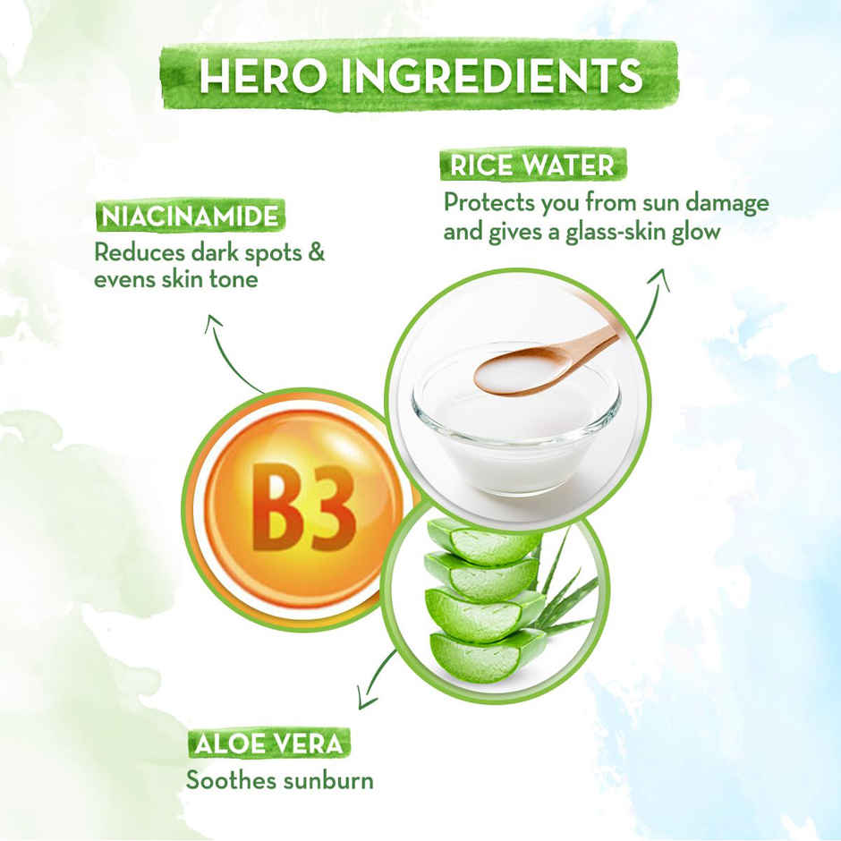 Mamaearth Rice Water Dewy Sunscreen for Tan Protection