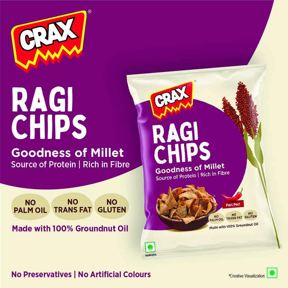 Crax Peri Peri Ragi Chips | Healthy Protein Snacks With No Palm Oil